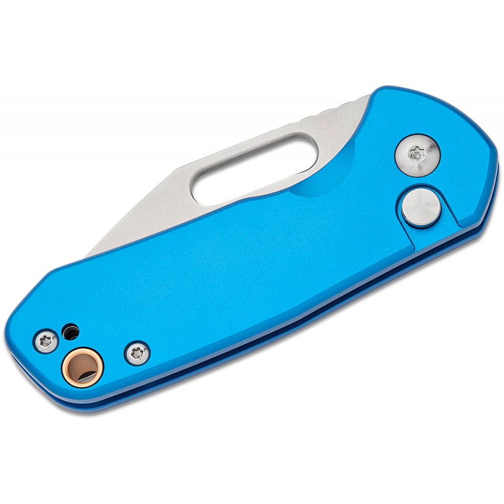 CJRB Mini Pyrite Folding Knife - 2.17" AR-RPM9 Wharncliffe Blade Blue Handle Button Lock