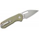 CJRB Mini Pyrite Folding Knife - 2.17" AR-RPM9 Wharncliffe Blade Green Handle Button Lock