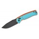 CJRB Shale Folding Knife - 3.15" AR-RPM9 Black PVD Blade Blue and Orange G10 Handle