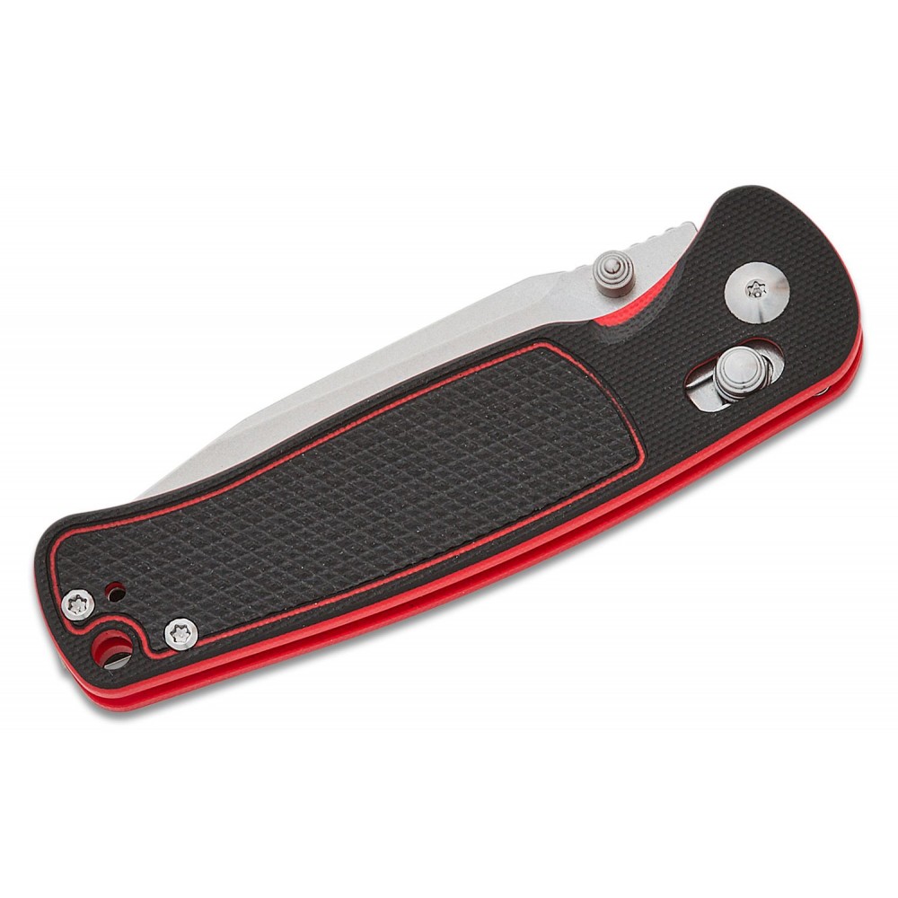 CJRB Shale Folding Knife - 3.15" AR-RPM9 Stonewashed Blade Black and Red G10 Handle