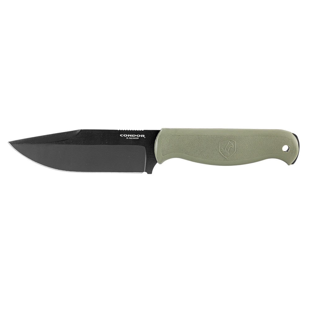 Condor Fighter Knife - 4.91" Carbon Steel Black Blade Army Green Polypropylene Handle