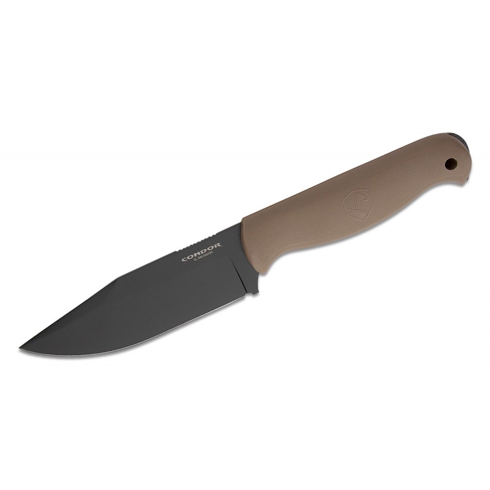 Condor Fighter Knife - 4.91" Carbon Steel Black Blade Tan Polypropylene Handle