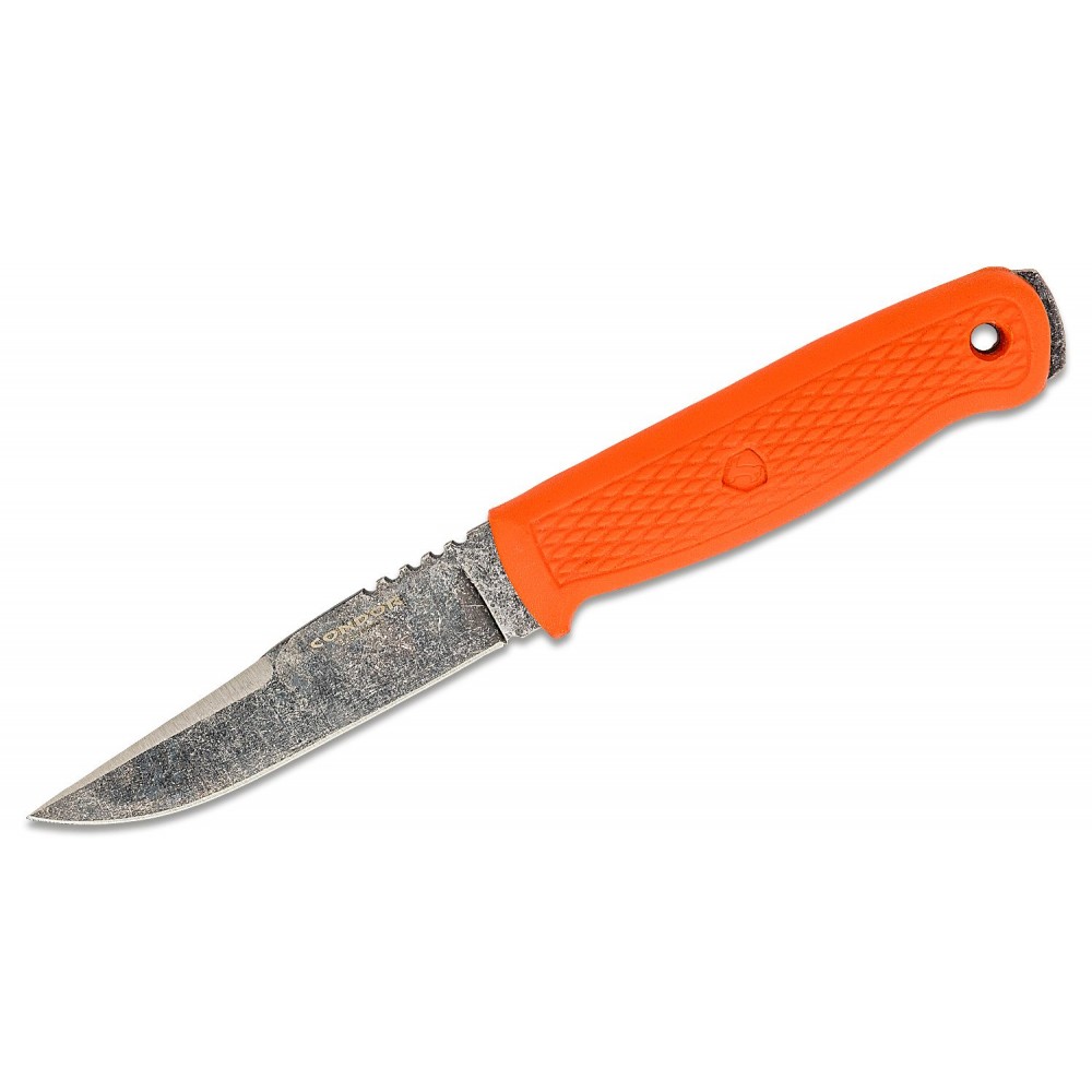 Condor Bushglider Fixed Blade Knife - 4.2" Carbon Steel Blade Orange Handle and Sheath