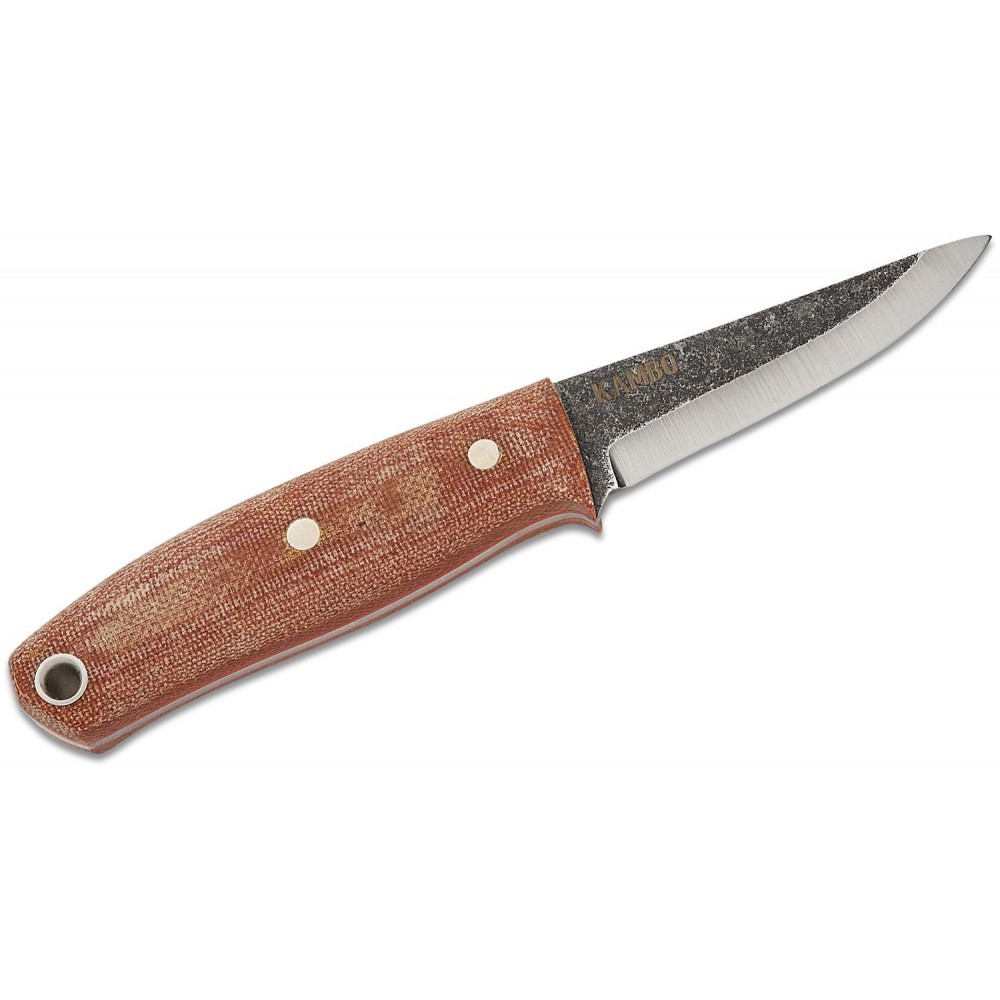 Condor Kambo Puukko Knife - 2.93" Scandi Ground Blade Micarta Handle Leather Sheath