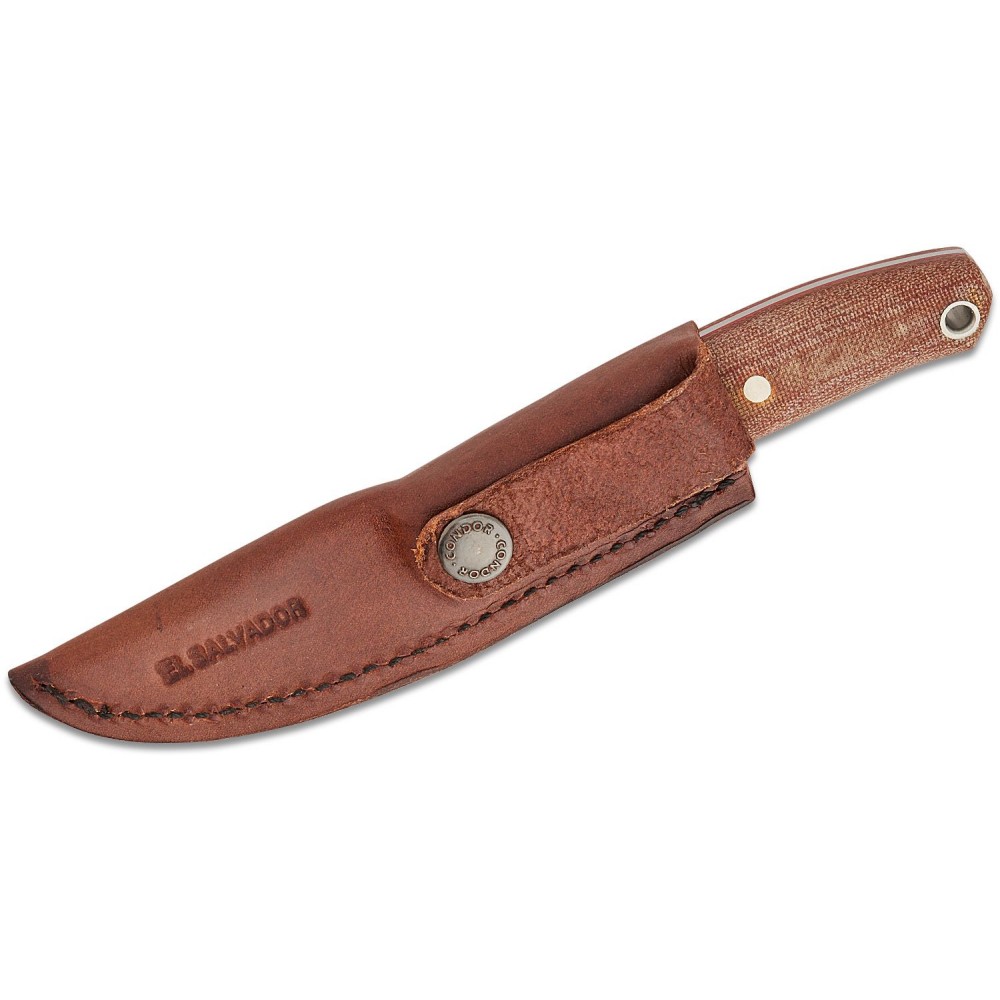 Condor Kambo Puukko Knife - 2.93" Scandi Ground Blade Micarta Handle Leather Sheath