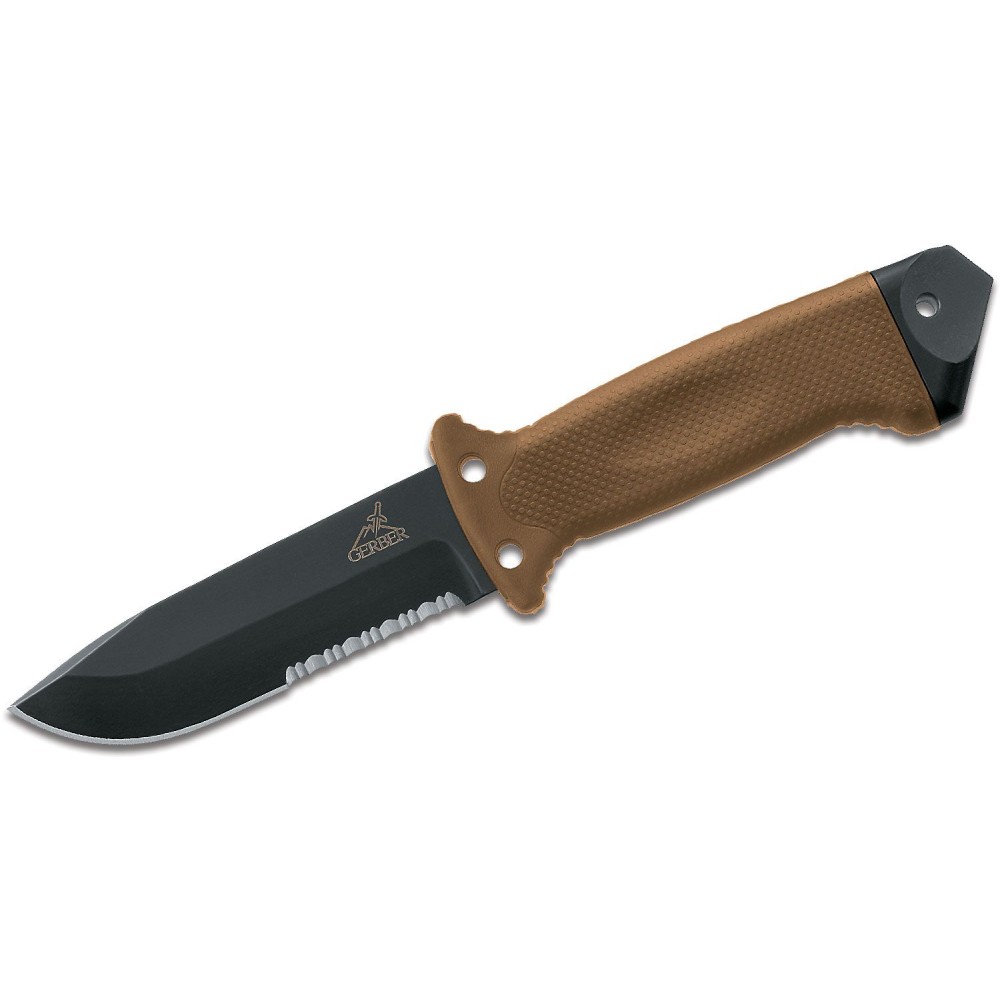 Gerber LMF II Infantry Fixed Combat Knife 4.84" Black Combo Blade Coyote Brown Handle MOLLE Compatible Sheath