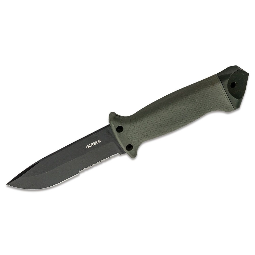 Gerber LMF II Infantry Fixed Combat Knife 4.84" Black Combo Blade Green Handle MOLLE Compatible Sheath