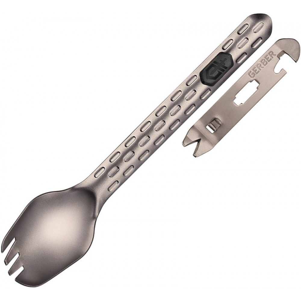 Gerber ComplEAT Camping Tool Natural - Aluminim Fork, Spoon, Multi-Tool