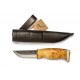 Arctic Legends Hunters Knife - 3.54" Carbon Steel Blade Birch Handle with Reindeer Antler Trim Leather Sheath