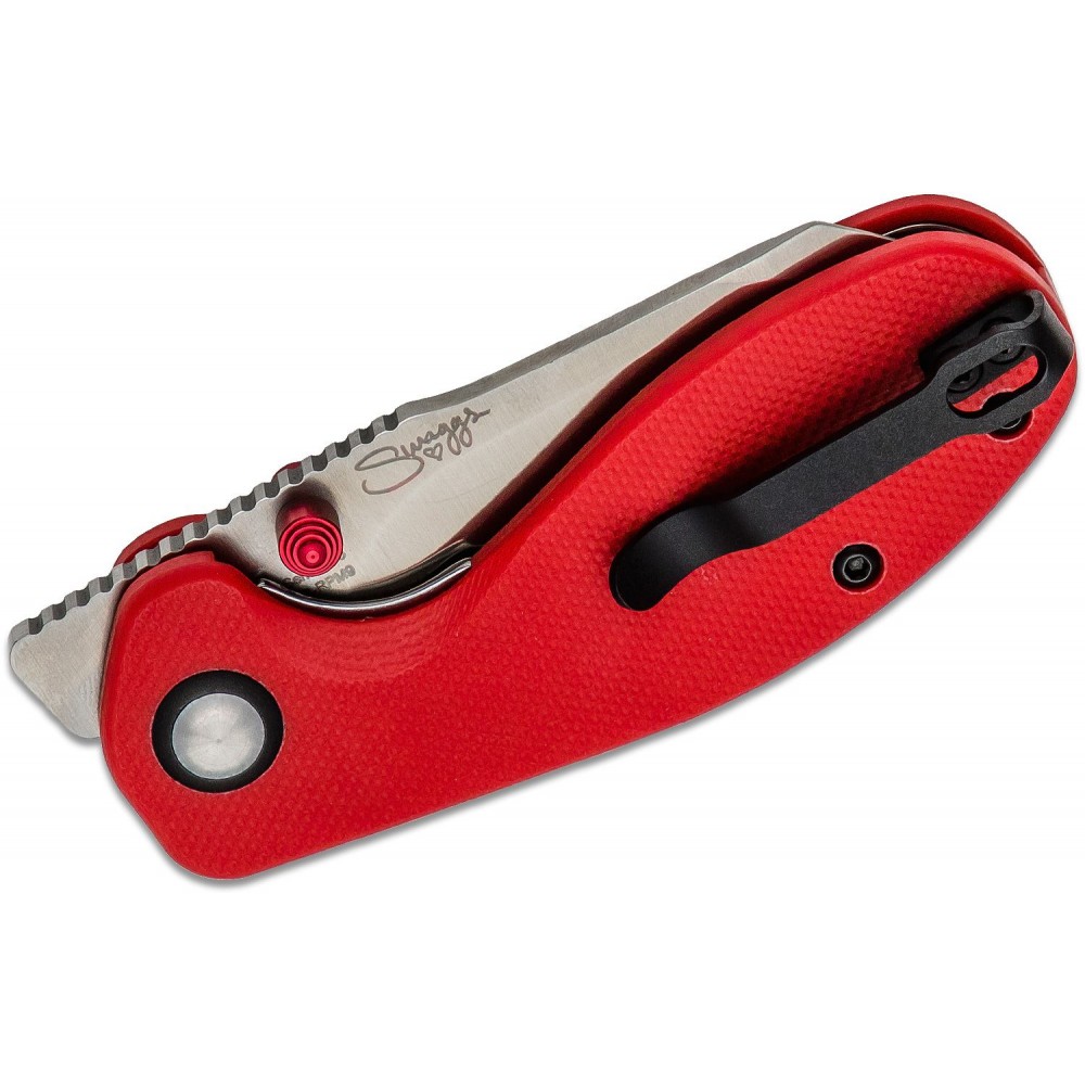 CJRB Swaggs Maileah Knife - 2.39" AR-RPM9 Reverse Tanto Blade Red G10 Handle