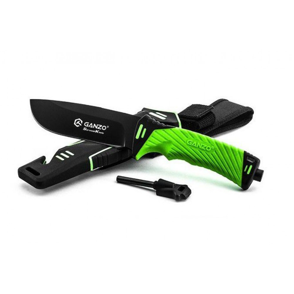 Ganzo Firebird G8012-LG Lime Green Fixed Blade Bushcraft and Survival Knife