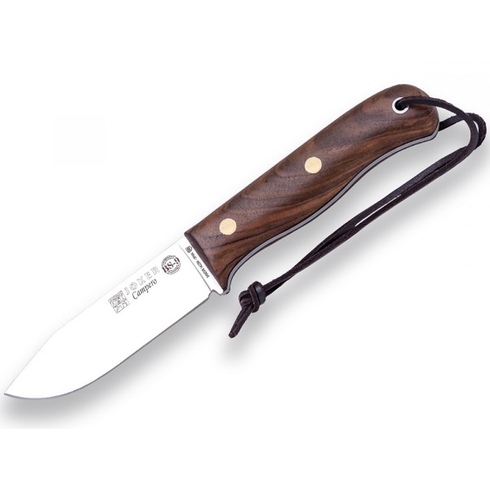 Joker CN112-P Campero Bushcraft Knife - 4.13" Blade Walnut Handle Leather Sheath and Firesteel