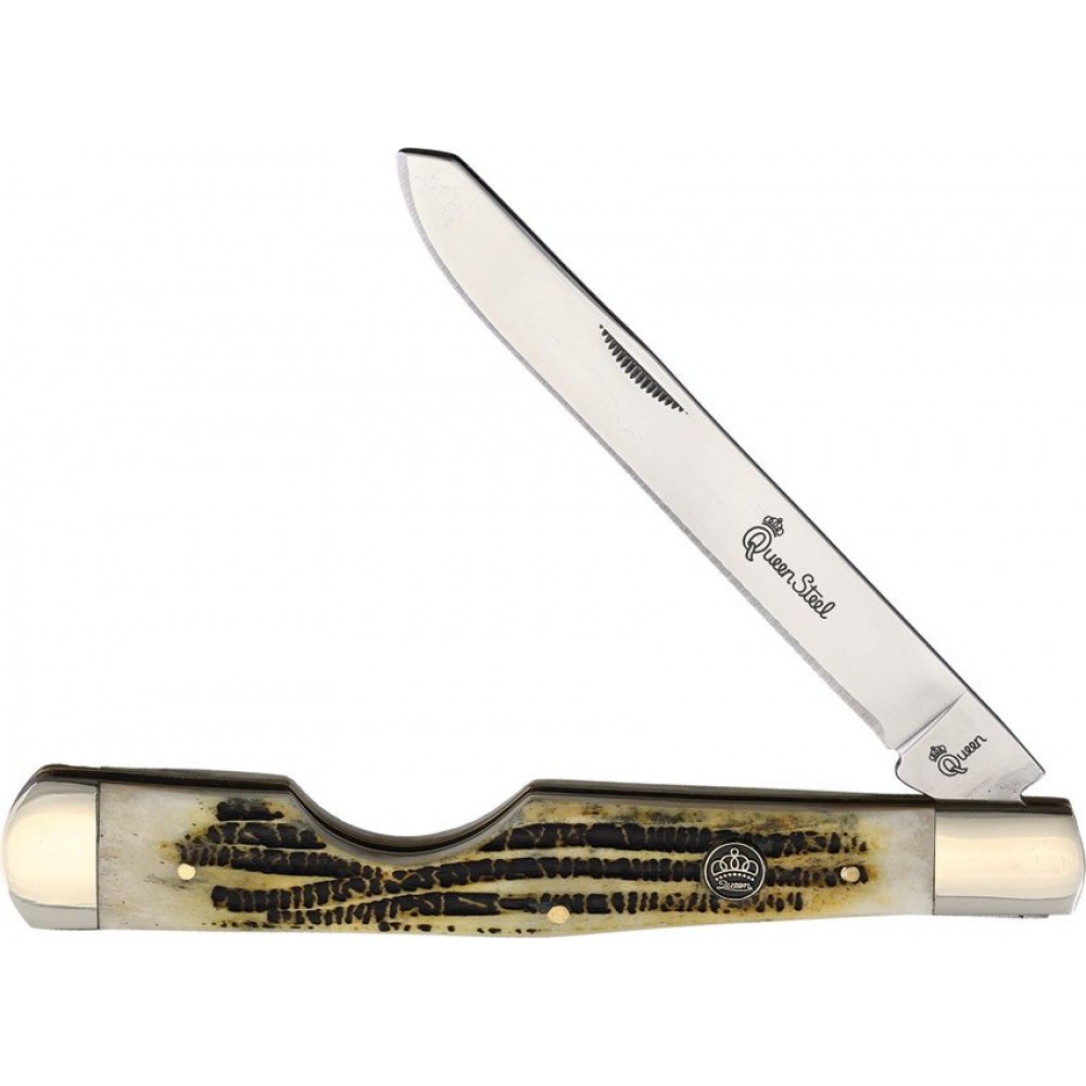 Queen Large Easy Open Winterbottom Pocket Knife - Stainless Steel Blade Winterbottom Jigged Bone Handle