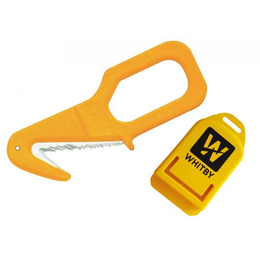 Serrated Safety Rescue Cutter 5" - Yellow Thermoplastic with Sheath - RK15/Y