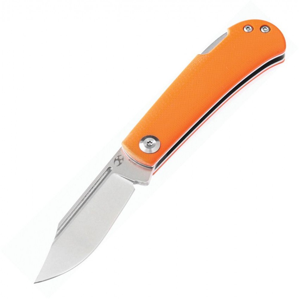 Kansept Knives Wedge Folding Knife - 2.45" 154CM Stonewashed Blade Orange G10 Handle Lockback