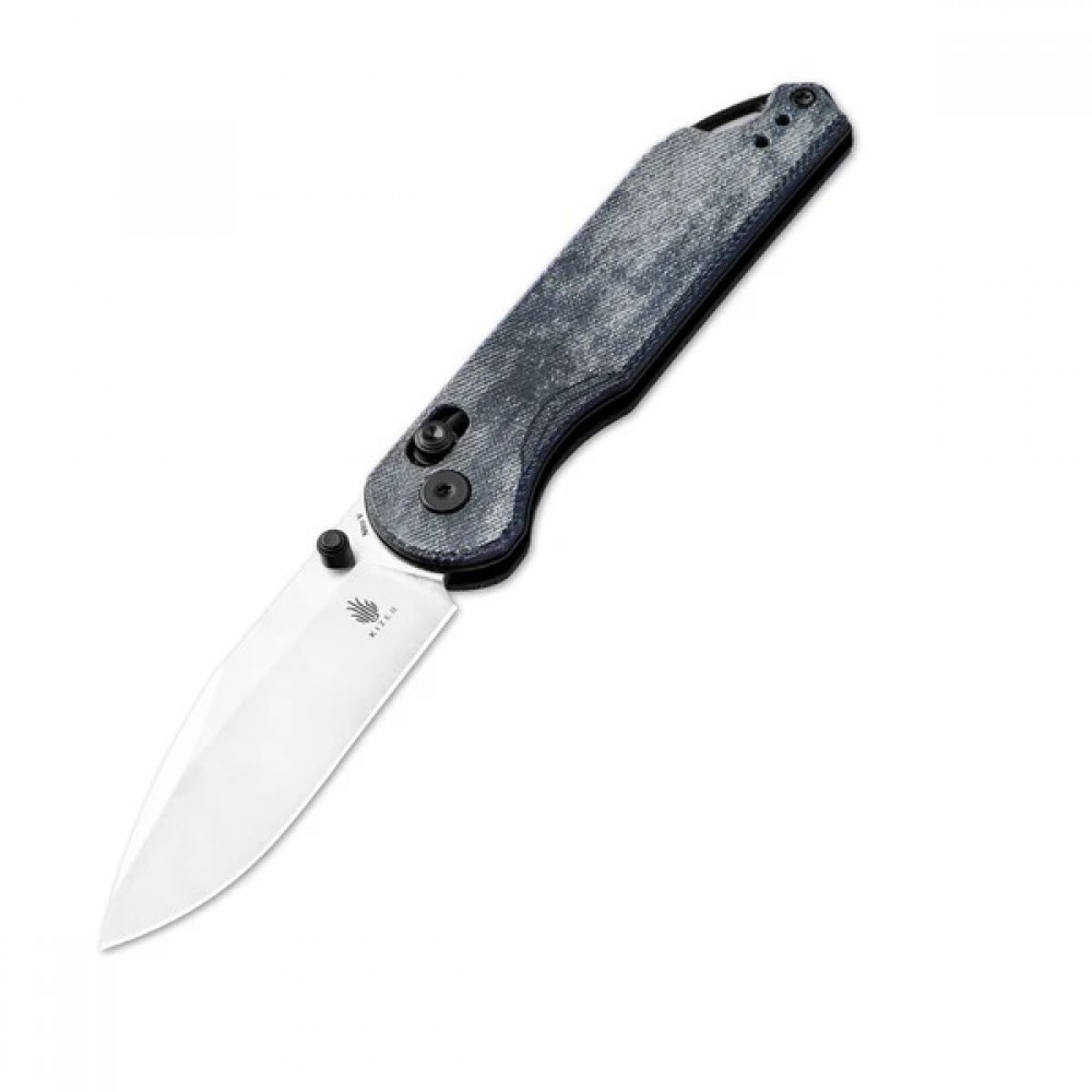 Kizer Assassin Folding Knife - 2.99" Nitro-V Stainless Steel Blade Blue Micarta Handle