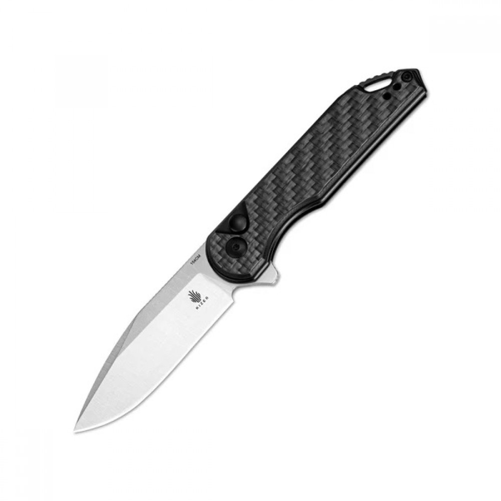 Kizer Assassin Folding Knife - 3.03" 154CM Stainless Steel Blade Carbon Fiber G10 Handle