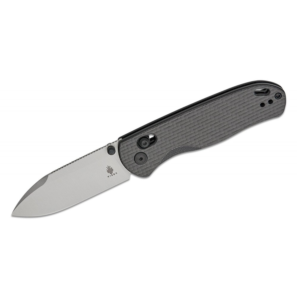 Kizer Drop Bear Folding Knife - 2.97" Nitro-V Blade 3K Carbon Fiber Handle