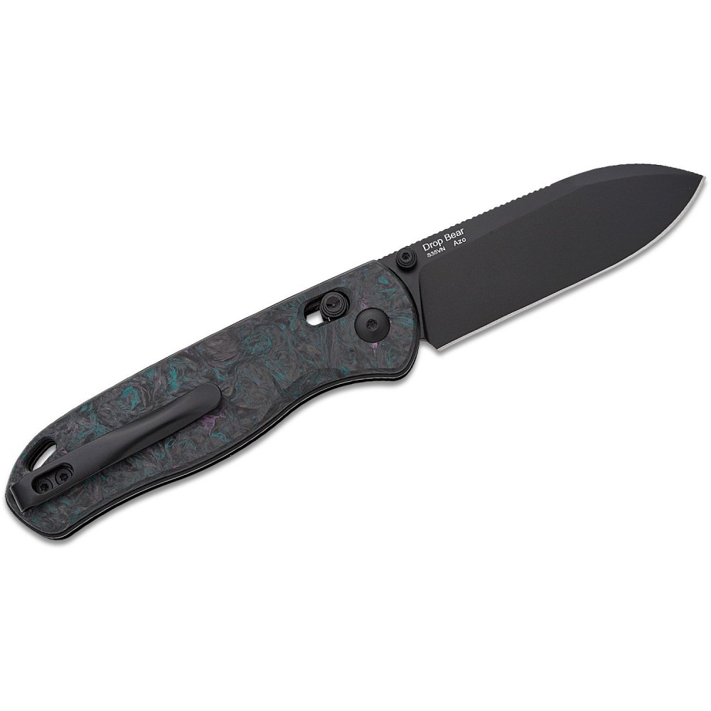 Kizer Drop Bear Folding Knife - 2.99" CPM-S35VN Black Blade Dark Matter Blue Fat Carbon Handle