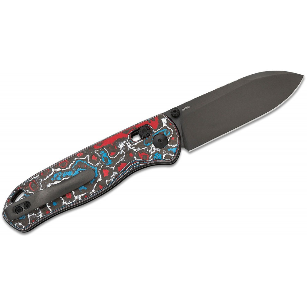 Kizer Drop Bear Folding Knife - 2.99" CPM-S45VN Black DLC Blade Nebula Fat Carbon Handle