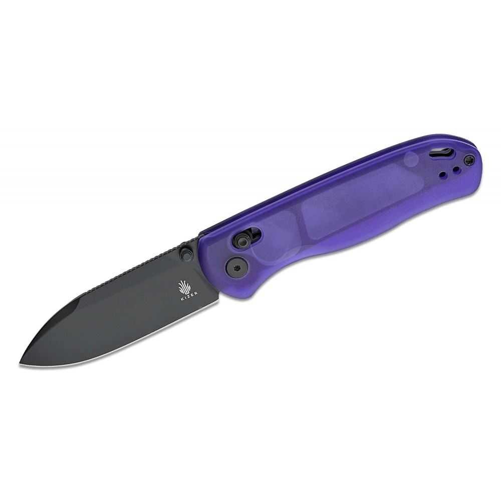 Kizer Drop Bear Folding Knife - 2.97" Nitro-V Black Blade Magic Blue (Purple) PC Handle