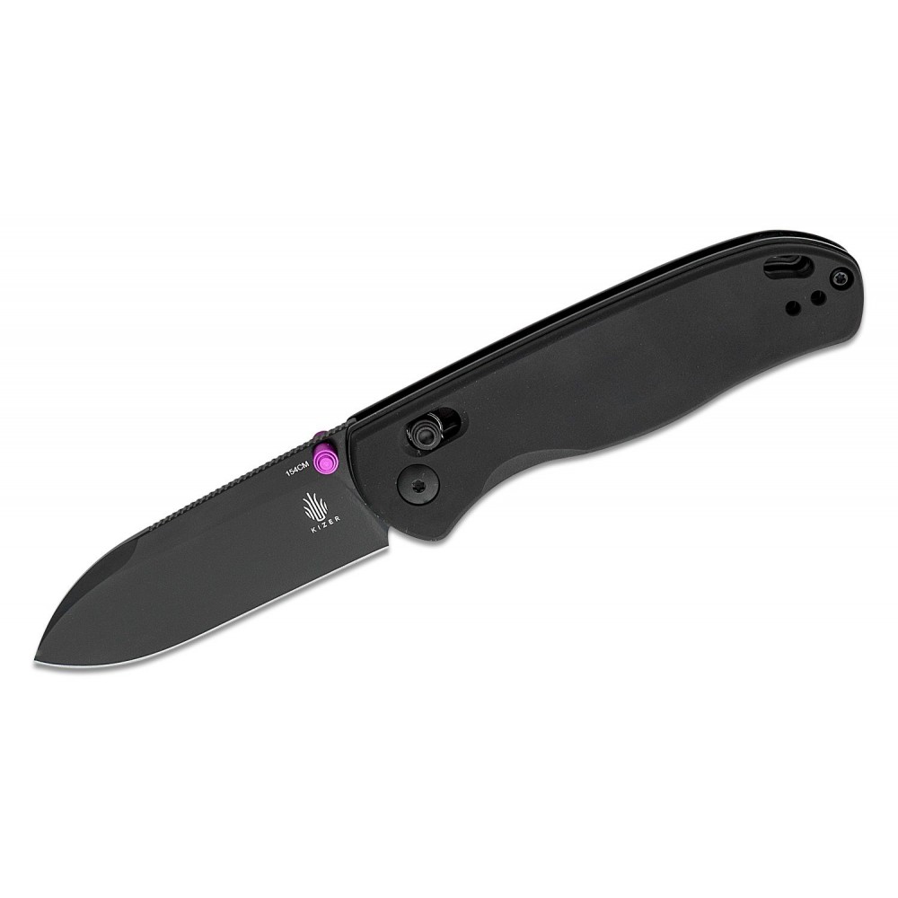 Kizer Drop Bear Folding Knife - 2.97" 154CM Black Blade Black Aluminum Handle