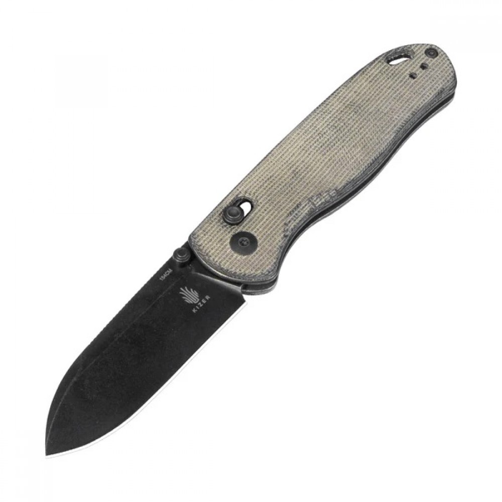 Kizer Drop Bear Folding Knife - 2.97" 154CM Black Blade Micarta Handle