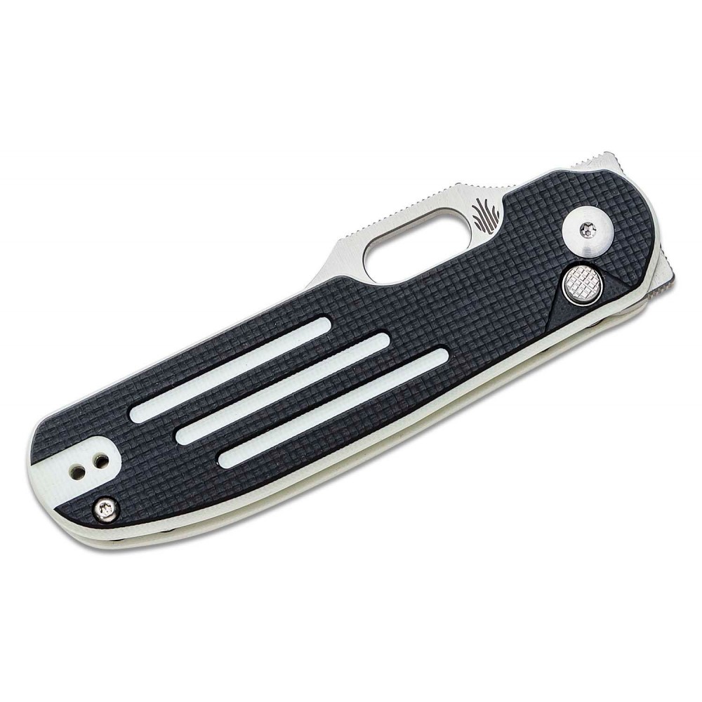 Kizer Cormorant Pocket Knife - 3.23" S35VN Satin CP Blade Black and White G10 Line Handle