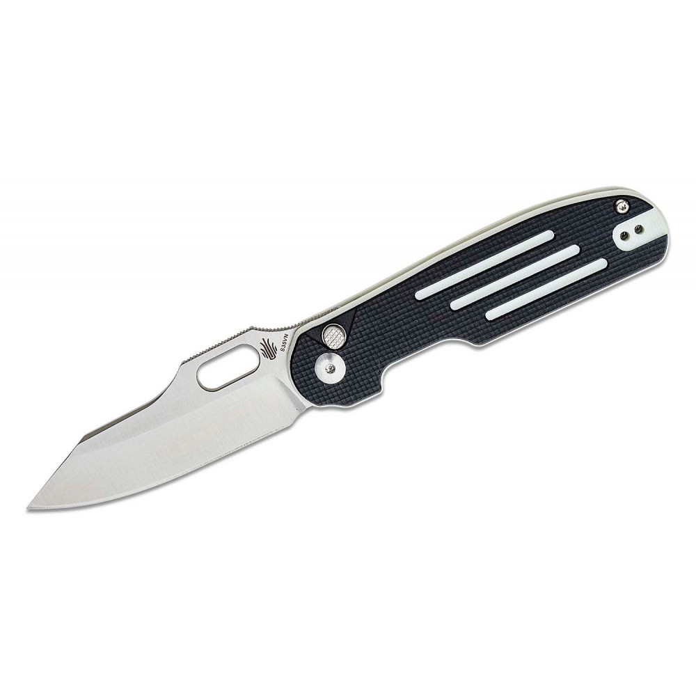 Kizer Cormorant Pocket Knife - 3.23" S35VN Satin CP Blade Black and White G10 Line Handle