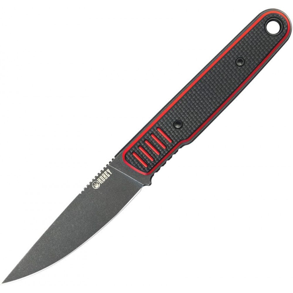 Kubey JL Drop Point Fixie Fixed Blade Knife - 3.11" DP Blade Red Black G10 Handle