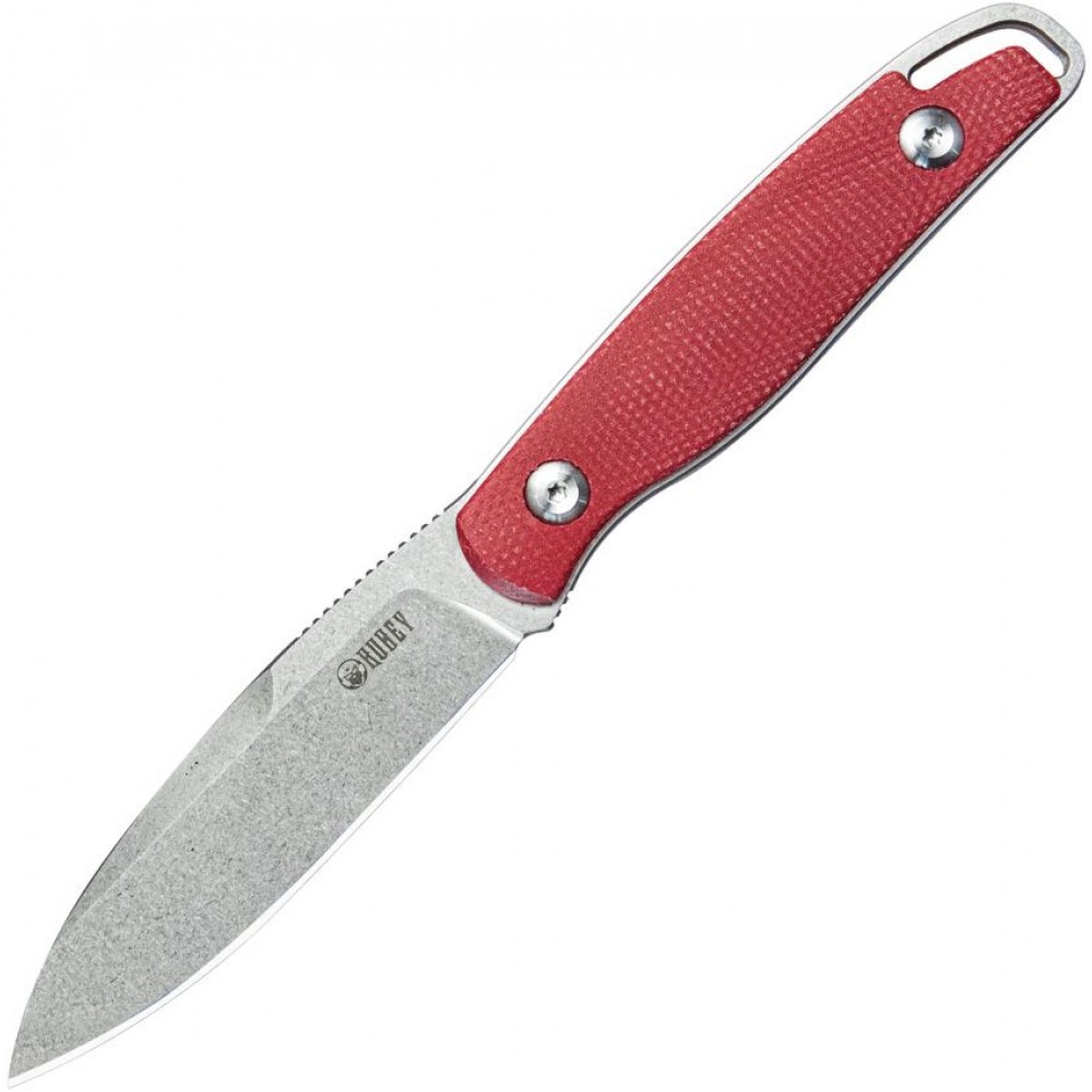 Kubey Dust Devil Fixed Blade Knife - 3.23" Blade Red Micarta Hande