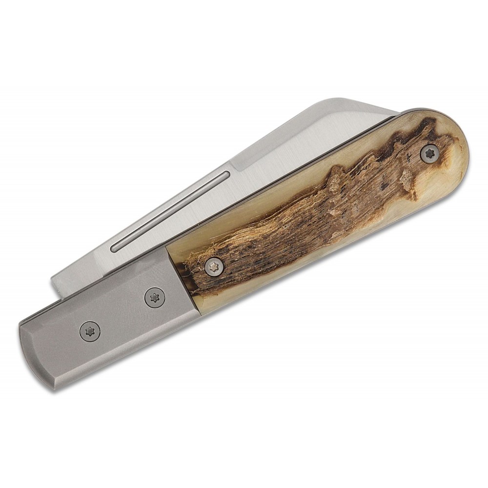 LionSteel DOM Barlow UK EDC Collectors Knife - 2.95" Sheepsfoot Blade, Ram Horn Handle