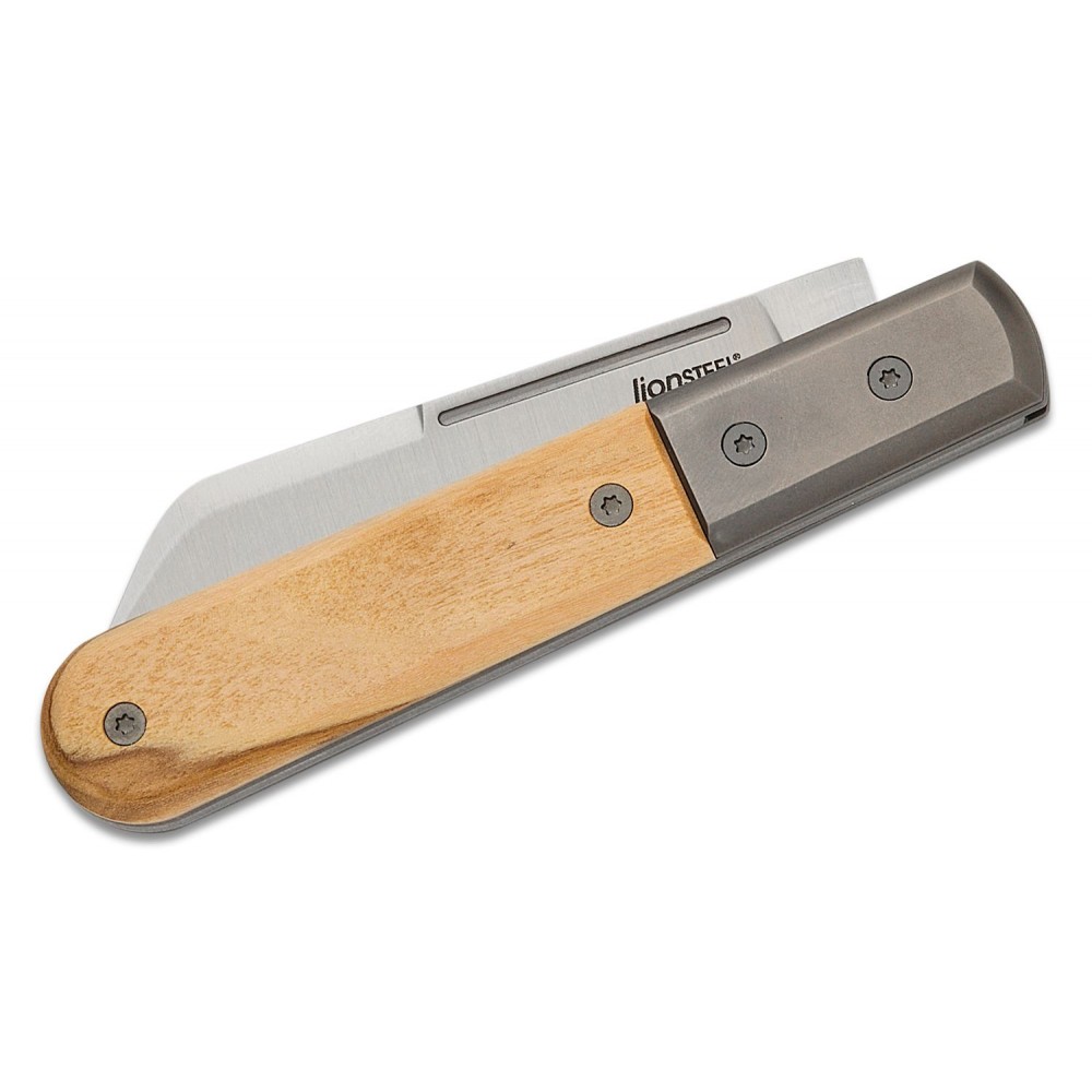 LionSteel DOM Barlow UK EDC Collectors Knife - 2.95" Sheepsfoot Blade, Olive Wood Handle