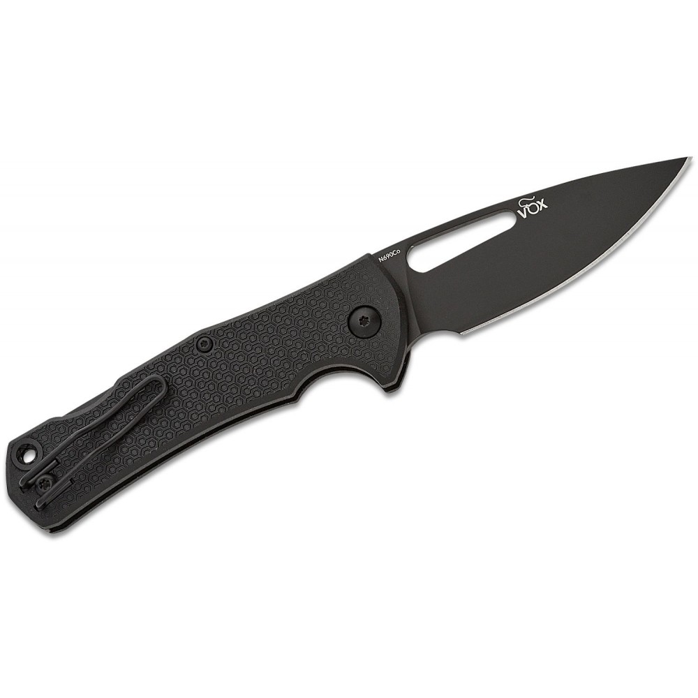 MKM Lov Lockback Folding Knife - 3" N690Co Black Drop Point Blade, Black FRN Handle