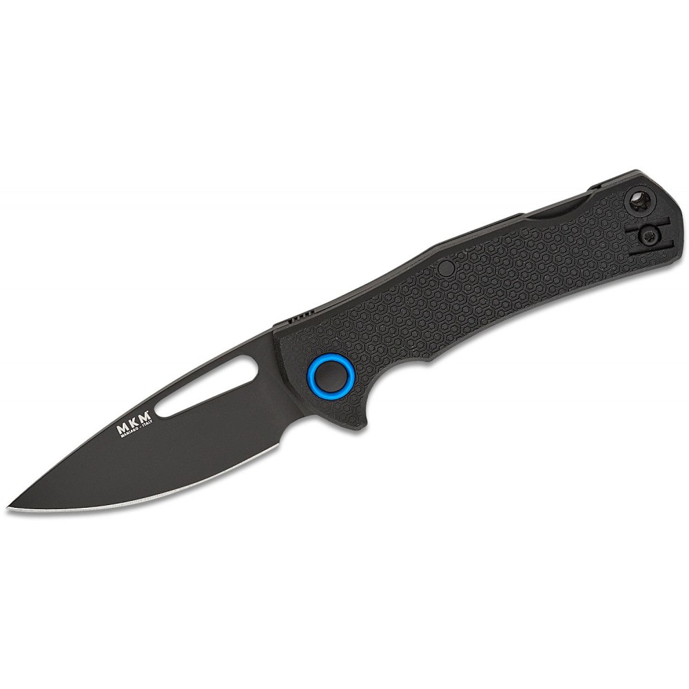 MKM Lov Lockback Folding Knife - 3" N690Co Black Drop Point Blade, Black FRN Handle