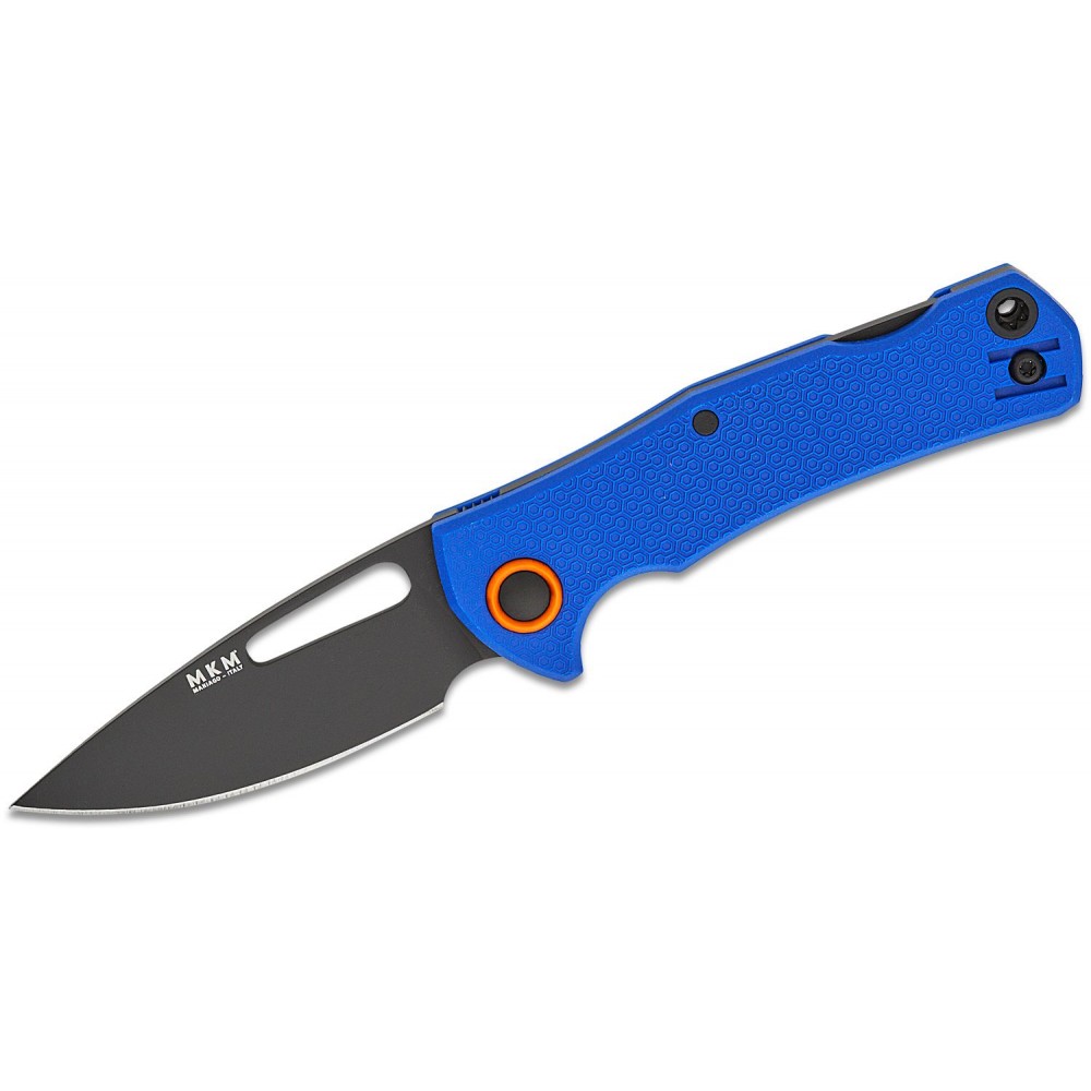 MKM Lov Lockback Folding Knife - 3" N690Co Black Drop Point Blade, Blue FRN Handle