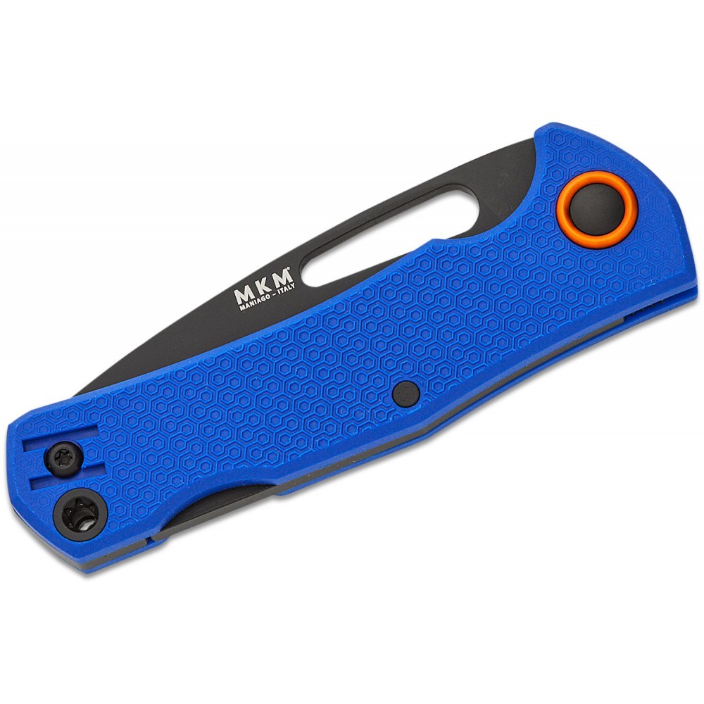 MKM Lov Lockback Folding Knife - 3" N690Co Black Drop Point Blade, Blue FRN Handle