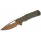 MKM Lov Lockback Folding Knife - 3" N690Co Tan Drop Point Blade, Green FRN Handle