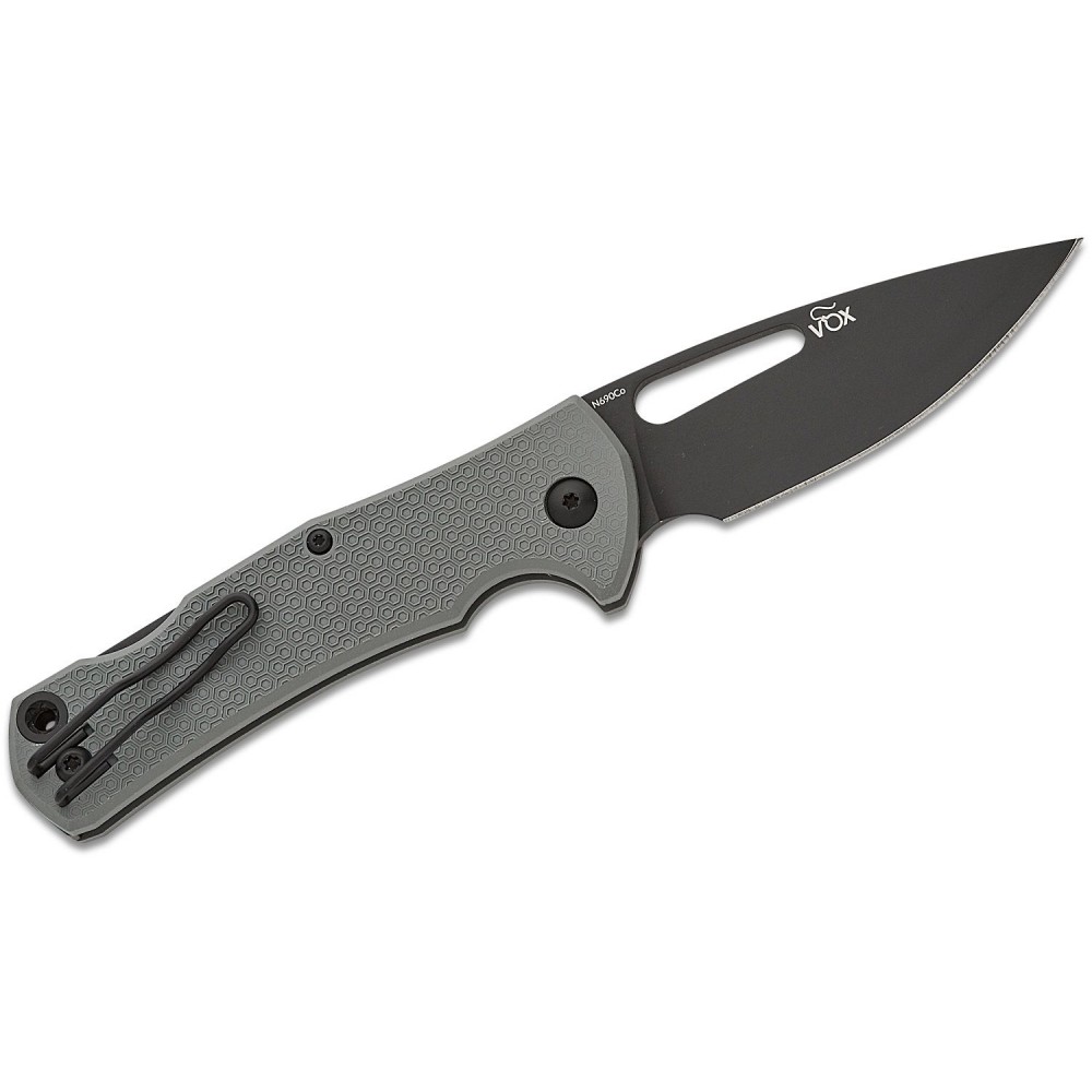 MKM Lov Lockback Folding Knife - 3" N690Co Black Drop Point Blade, Grey FRN Handle