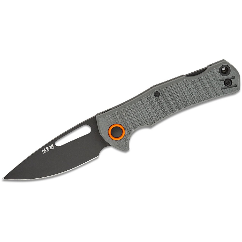 MKM Lov Lockback Folding Knife - 3" N690Co Black Drop Point Blade, Grey FRN Handle