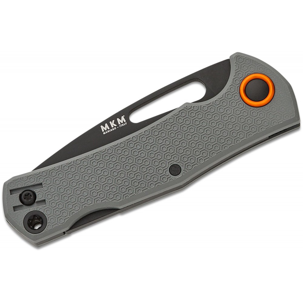 MKM Lov Lockback Folding Knife - 3" N690Co Black Drop Point Blade, Grey FRN Handle