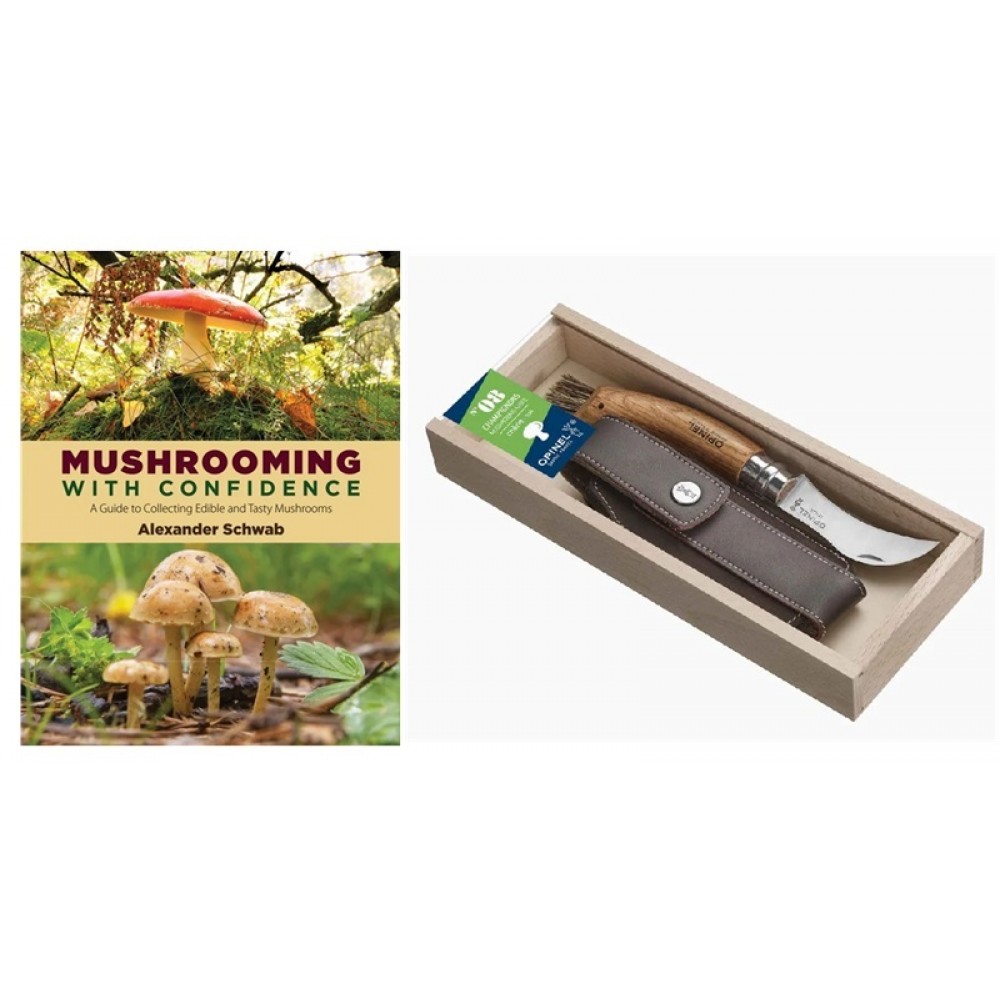 Mushroom Collectors Gift Pack - Mushrooming Book, Mushroom Knife and Leather Sheath