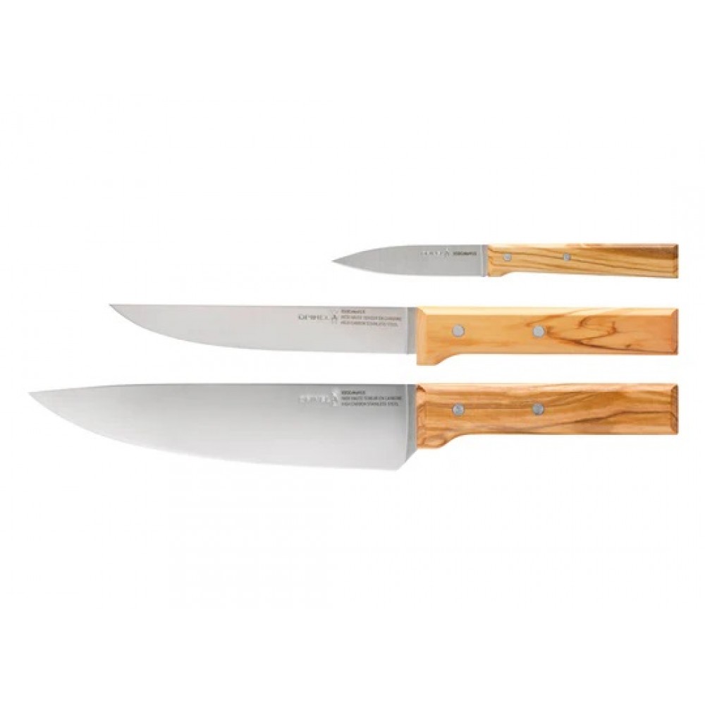 Opinel Parellele Trio Knife Set - Olive Wood Handle