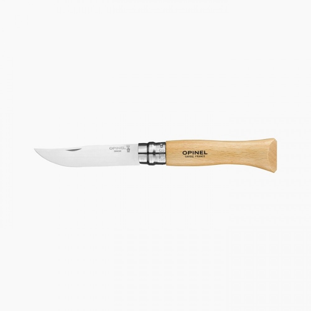 Opinel No.9 Beechwood Pocket Knife - 3.54" Stainless Steel Blade