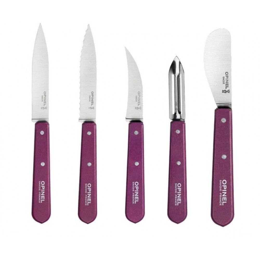 Opinel 5 Piece Kitchen Knife Set Plum