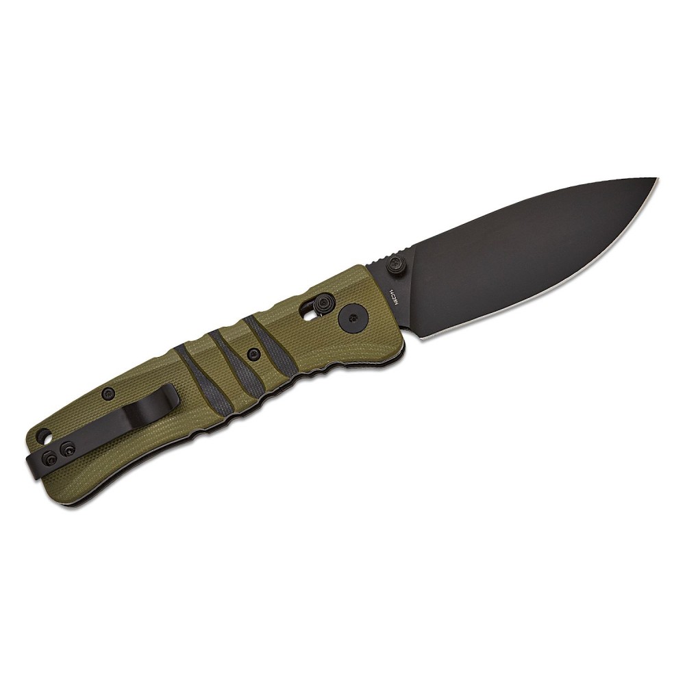 QSP Ripley Glyde Folding Knife - 3.5" 14C28N Black Blade Milled OD Green G10 Handle