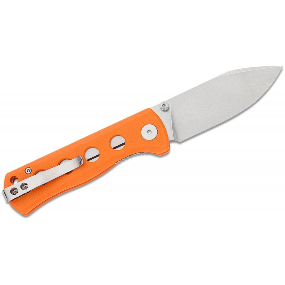 QSP Canary Folding Knife - 2.84" 14C28N Stonewashed DP Blade Orange G10 Handle