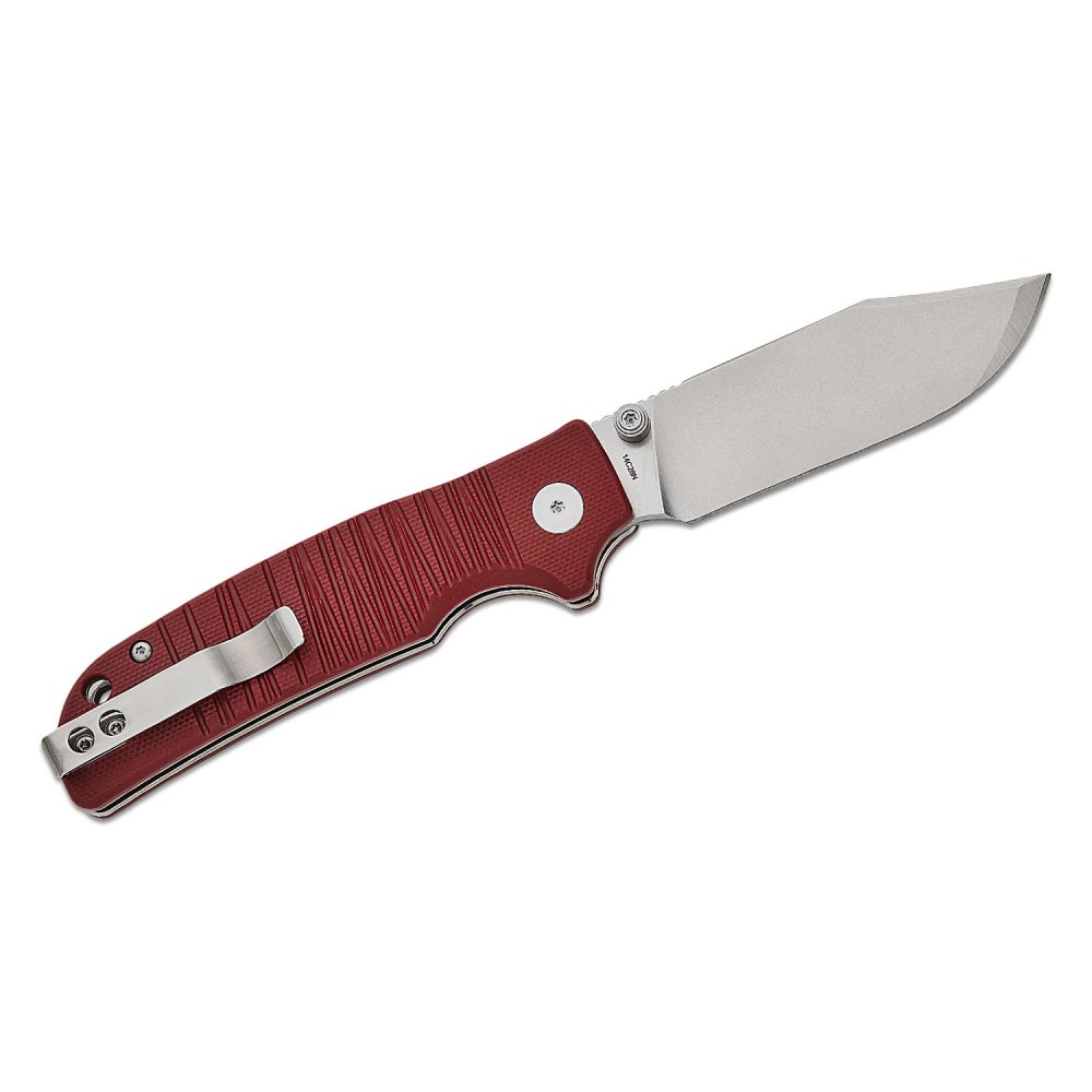 QSP Kali Folding Knife - 3.25" 14C28N Blade Dark Red Milled G10 Handle