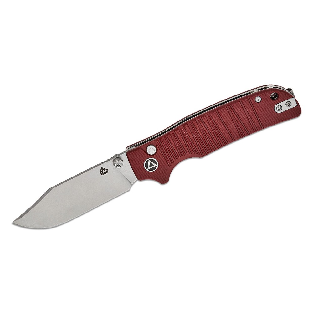 QSP Kali Folding Knife - 3.25" 14C28N Blade Dark Red Milled G10 Handle