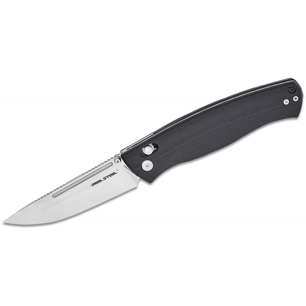 Real Steel Pathfinder Bushcraft Slide Lock Folding Knife - 3.83" Blade Black G10